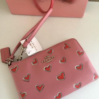 コーチ(COACH)のコーチ☆完売☆ハート柄☆ピンク☆ポーチ☆ミニバッグ☆お財布バッグ☆スマホケース(ポーチ)