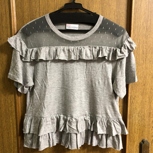 RED VALENTINO(レッドヴァレンティノ)のレッドヴァレンティノ  レース付きTシャツ　S レディースのトップス(Tシャツ(半袖/袖なし))の商品写真