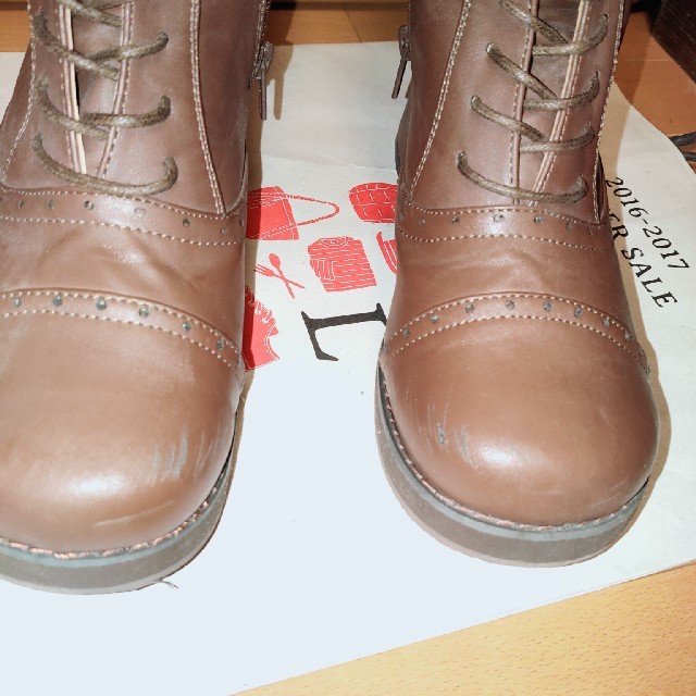 YOSUKE(ヨースケ)のYOSUKE ヨースケ 編みあげ ブーツ ブラウン レディースの靴/シューズ(ブーツ)の商品写真