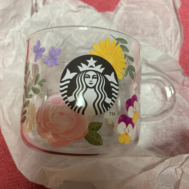 スタバ☆耐熱グラスマグフローラル355ml