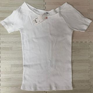 ユニクロ(UNIQLO)の【新品】UNIQLO リブバレエネックT 白(Tシャツ(半袖/袖なし))