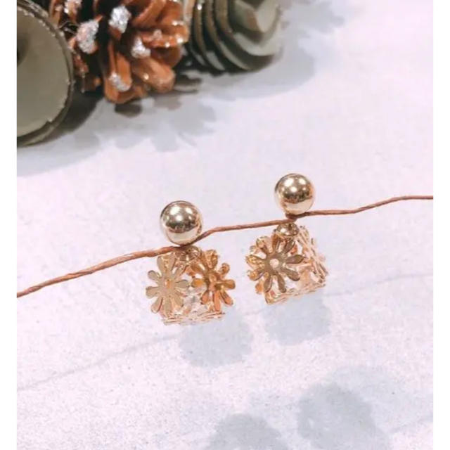 IENA(イエナ)の新品 18kgf flower&crystal pink gold レディースのアクセサリー(ピアス)の商品写真