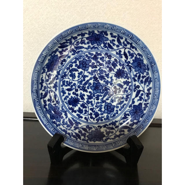 陶芸【美品】大清雍正年製　青花花卉皿