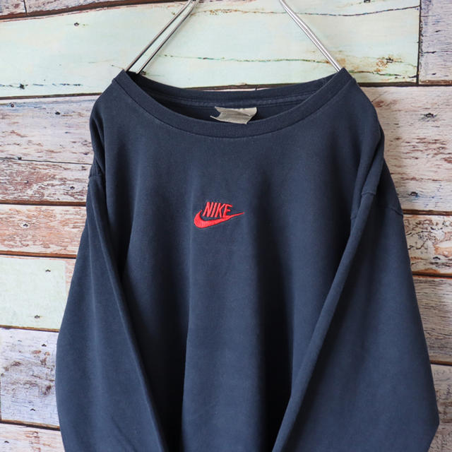 ナイキNIKE ロンT 刺繍ロゴ　ネイビー　XL