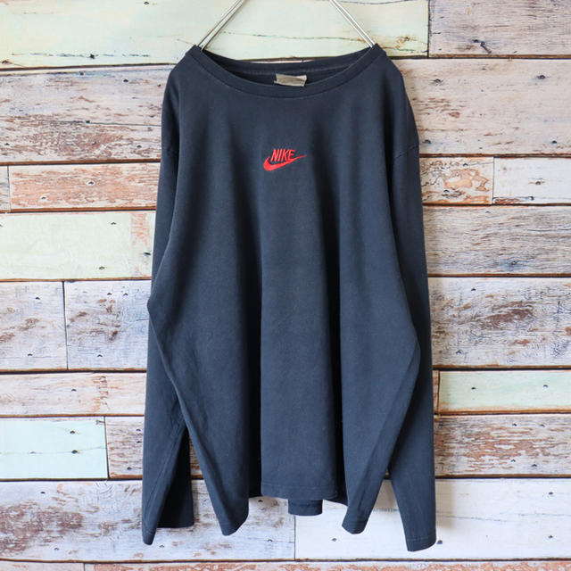 ナイキNIKE ロンT 刺繍ロゴ　ネイビー　XL 1