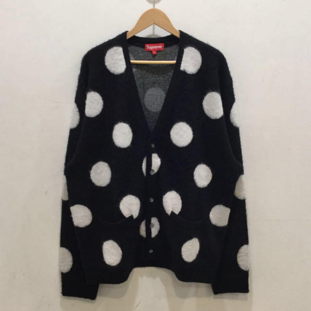 L)Supreme Brushed Polka Dot Cardigan-