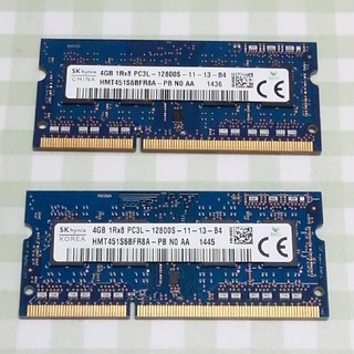 ﾒﾓﾘ　SKhynix 4GB 1Rx8 PC3L-12800S 計8GB (PCパーツ)