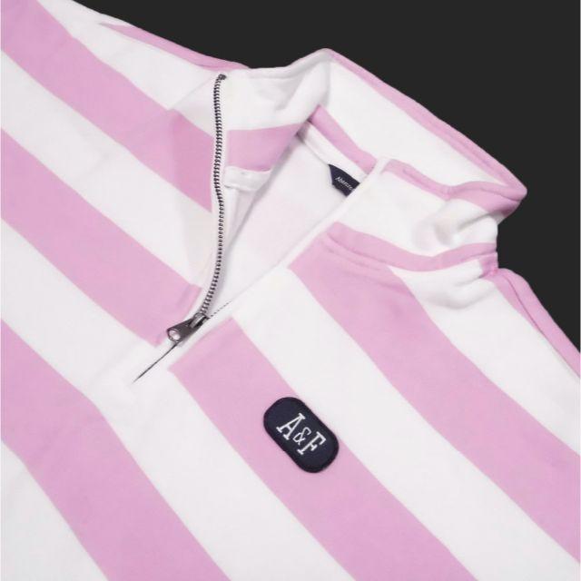 Abercrombie&Fitch(アバクロンビーアンドフィッチ)の★新品★アバクロンビー&フィッチ★ボーダースウェットハーフジップ(Pink/S) レディースのトップス(トレーナー/スウェット)の商品写真