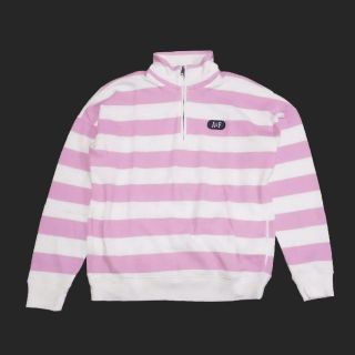 アバクロンビーアンドフィッチ(Abercrombie&Fitch)の★新品★アバクロンビー&フィッチ★ボーダースウェットハーフジップ(Pink/S)(トレーナー/スウェット)