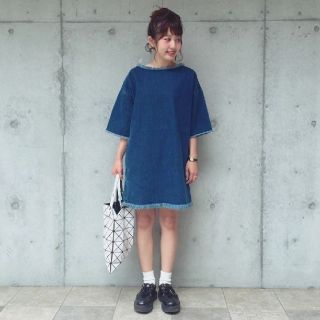 マウジー(moussy)のMOUSSY フリンジデニムワンピース(ミニワンピース)