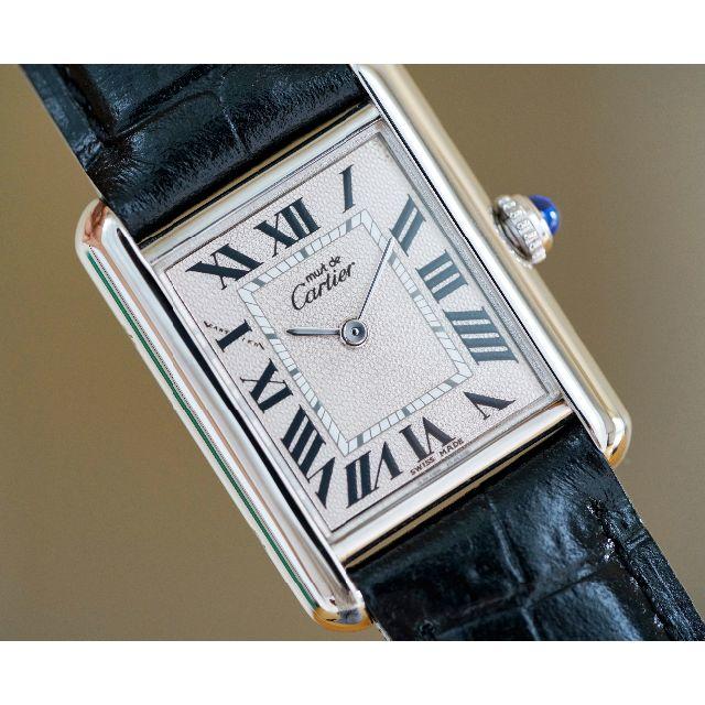 39CARTIER美品 カルティエ マスト タンク シルバー ライトピンク SM Cartier