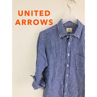 ビューティアンドユースユナイテッドアローズ(BEAUTY&YOUTH UNITED ARROWS)のUNITED ARROWS 7分袖 ギンガム チェック リネン シャツ Mサイズ(シャツ)