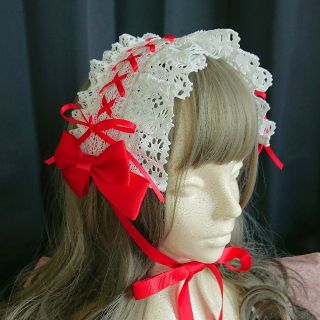 ベイビーザスターズシャインブライト(BABY,THE STARS SHINE BRIGHT)の【お値下げ】ヘッドドレス 赤×オフ白(ヘアアクセサリー)