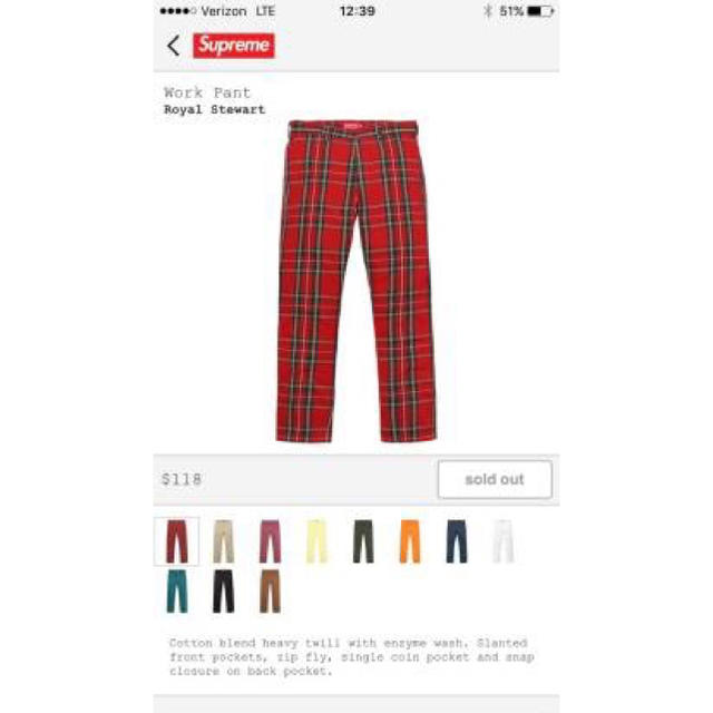 Supreme work pants royal stewart 最新入荷 aleksandra-urman.ch