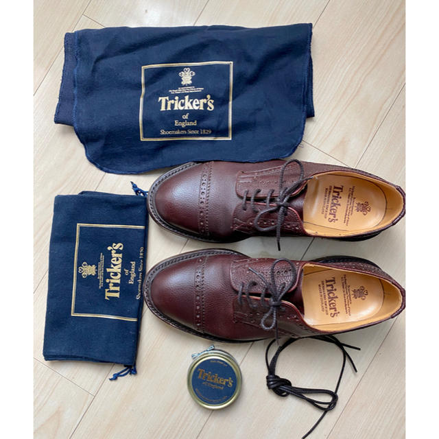 Trickers(トリッカーズ)の【ほぼ未使用】トリッカーズ トーキャップ ダービー ブローグ UK8H ブラウン メンズの靴/シューズ(その他)の商品写真