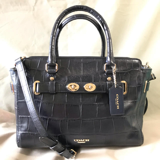 COACH コーチ ネイビー レザー 2wayショルダーバッグ F55876 ...