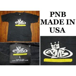 PNB - 希少USA製90年代PNBロゴプリント半袖Tシャツ☆ブラック☆Lの通販