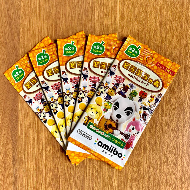 どうぶつの森 amiiboカード 第2弾 5パック 新品、未開封品