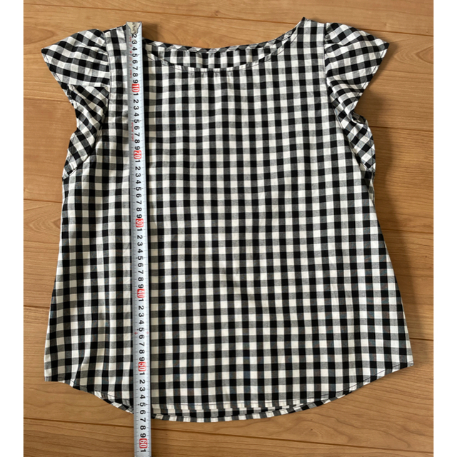 GU(ジーユー)のGU ギンガムチェック フリルスリーブブラウス Mサイズ レディースのトップス(シャツ/ブラウス(半袖/袖なし))の商品写真