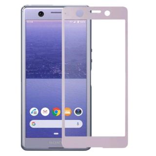 Xperia Ace SO-02L カーボン素材 ガラス フルカバー パープル(保護フィルム)