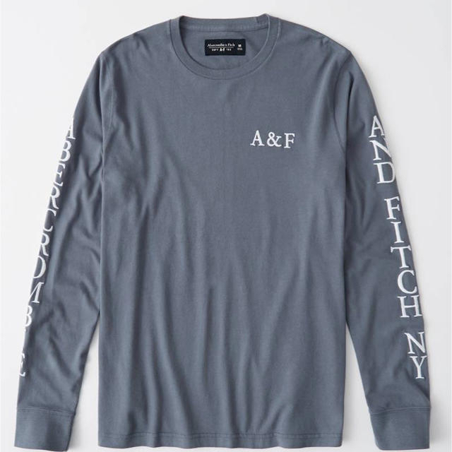 Abercrombie&Fitch(アバクロンビーアンドフィッチ)の【正規品】アバクロ A&F アップリケロゴロングTシャツ ブルーグレイ M メンズのトップス(Tシャツ/カットソー(七分/長袖))の商品写真