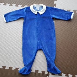 プチバトー(PETIT BATEAU)の【ひろ様専用】ベロア衿つき前開きロンパース【12/74㎝】(ロンパース)