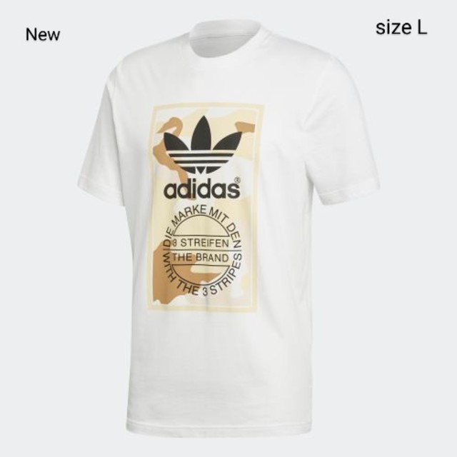 adidas(アディダス)の新品 L adidas originals Tシャツ 迷彩 ラベル ベージュ メンズのトップス(Tシャツ/カットソー(半袖/袖なし))の商品写真