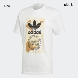 アディダス(adidas)の新品 L adidas originals Tシャツ 迷彩 ラベル ベージュ(Tシャツ/カットソー(半袖/袖なし))