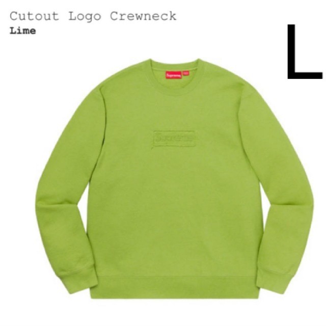 スウェットsupreme cutout logo crewneck lime large