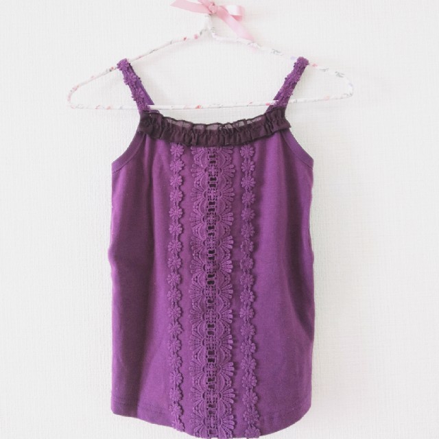 ANNA SUI mini(アナスイミニ)の【未使用】アナスイミニ　紫キャミソール80 キッズ/ベビー/マタニティのキッズ服女の子用(90cm~)(Tシャツ/カットソー)の商品写真