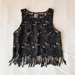 ザラ(ZARA)の【ZARA】レース　鍵あみ　トップス(カットソー(半袖/袖なし))