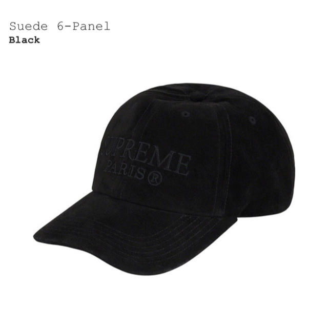 20SS Supreme Suede 6-Panel キャップ　ブラック帽子