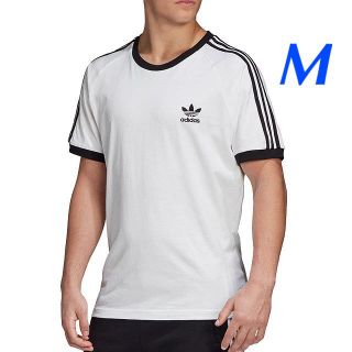 アディダス(adidas)の【メンズＭ】白　3ストライプＴシャツ(Tシャツ/カットソー(半袖/袖なし))