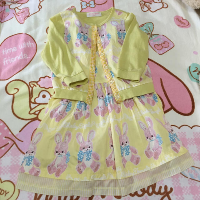 キッズ服女の子用(90cm~)シャーリーテンプル うさぎワンピース＆カーディガン100cm