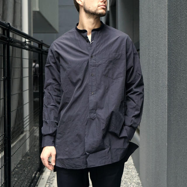 20AW COMOLI バンドカラーシャツ ネイビー 3 | labiela.com