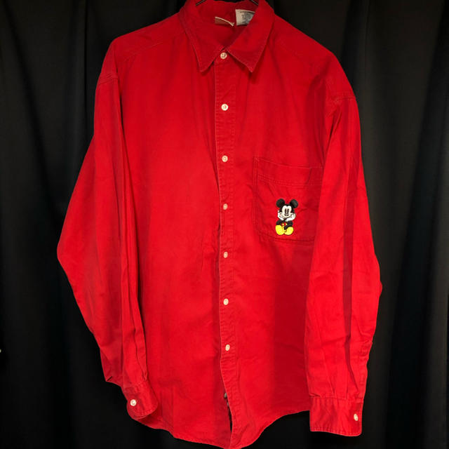90’s  ディズニー ミッキーマウス 刺繍 長袖シャツ