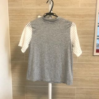 センスオブプレイスバイアーバンリサーチ(SENSE OF PLACE by URBAN RESEARCH)のトップス　Tシャツ　カットソー　アーバンリサーチ　グレー　レース(Tシャツ(半袖/袖なし))