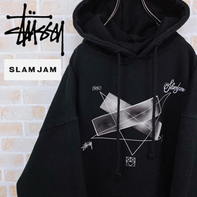 【※希少】stussy ステューシー★ビッグロゴ スウェット パーカー 黒 L