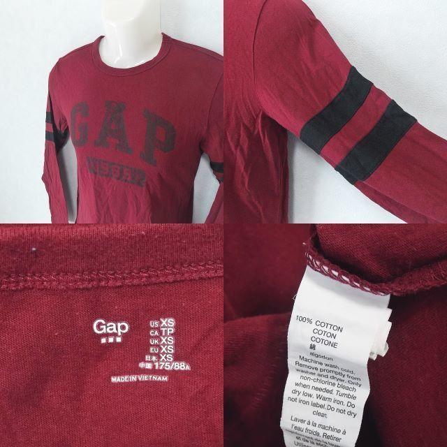 GAP(ギャップ)の【Gap】 美品 ギャップ ワインレッド長袖Tシャツ 綿100% サイズXS メンズのトップス(Tシャツ/カットソー(七分/長袖))の商品写真