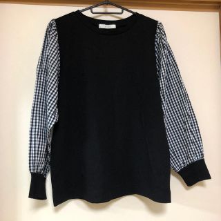 シマムラ(しまむら)の【新品】長袖　Tシャツ　袖切替　チェック(カットソー(長袖/七分))