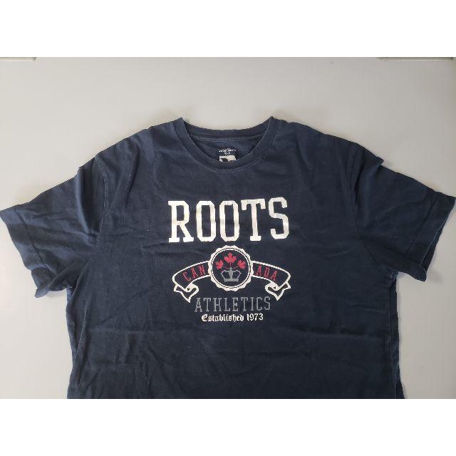 ROOTS CANADA メンズ ロゴ入り Tシャツ S ネイビー メンズのトップス(Tシャツ/カットソー(半袖/袖なし))の商品写真