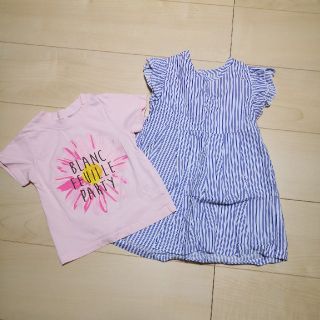 ニシマツヤ(西松屋)の西松屋Tシャツ95&ボーダーワンピース100(Tシャツ/カットソー)