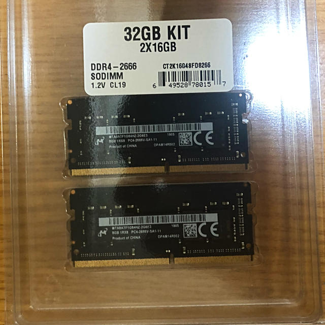 Apple純正メモリ 2,666MHz DDR4 SO-DIMM 16GB