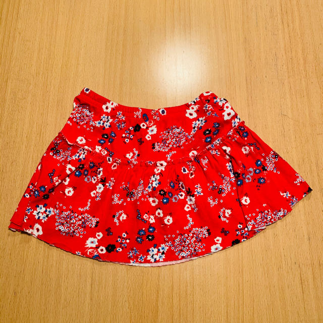 PETIT BATEAU(プチバトー)の【noma様専用】プチバトー　5ans/110cm 小花柄スカート　赤　中古 キッズ/ベビー/マタニティのキッズ服女の子用(90cm~)(スカート)の商品写真