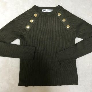 ザラ(ZARA)のZARA カーキ　ニット　M (ニット/セーター)