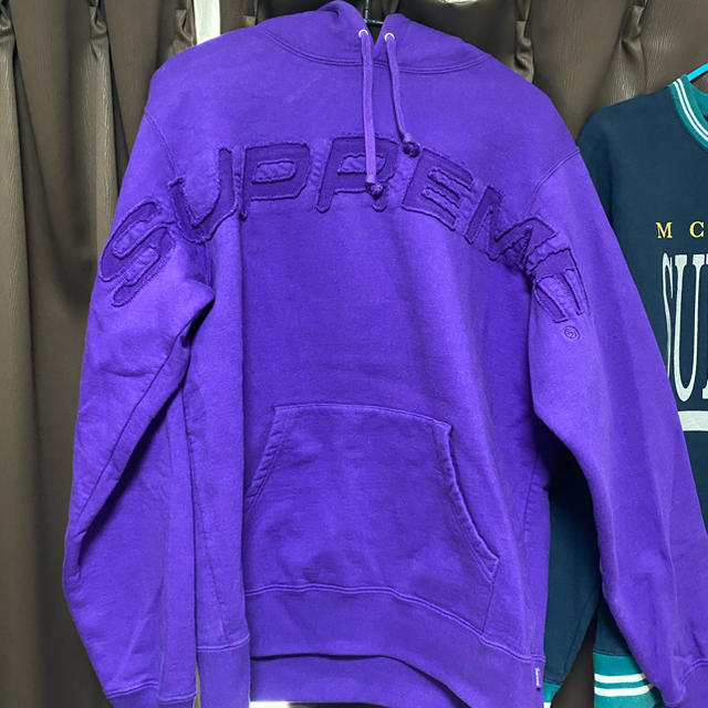 【新品XL】Supreme Set In Logo Hooded 紫