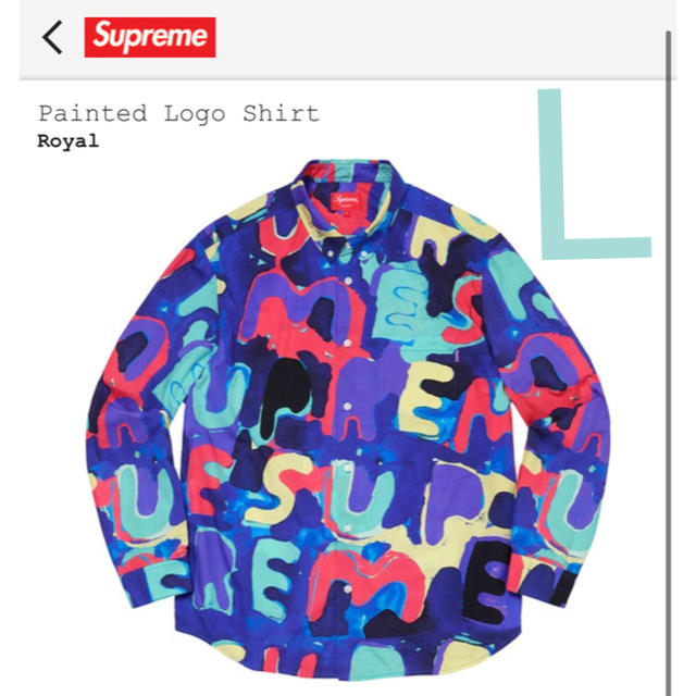 Supreme painted logo shirt Royal Lサイズ