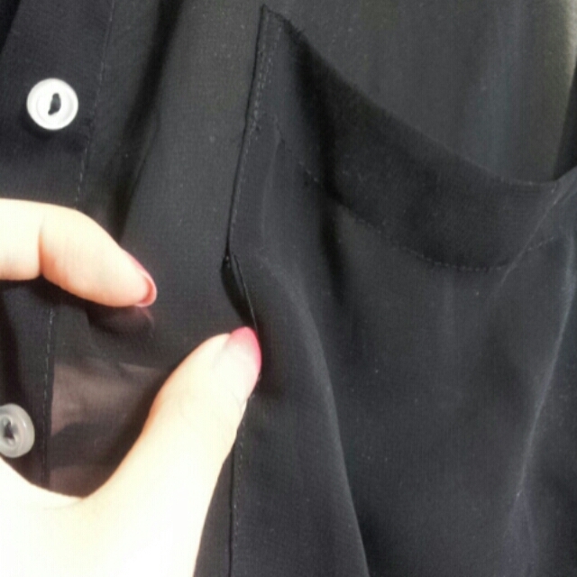 American Apparel(アメリカンアパレル)のアメアパ♡透かし黒シャツ♡ レディースのトップス(Tシャツ(長袖/七分))の商品写真