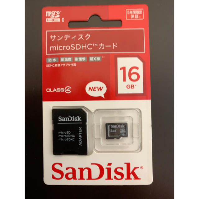 SanDisk(サンディスク)の[未開封]SanDisk MicroSDHC 16GB スマホ/家電/カメラのスマートフォン/携帯電話(その他)の商品写真