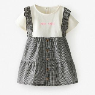 ザラキッズ(ZARA KIDS)のZARAbaby　最新作　コントラストギンガムチェック柄ワンピース(ワンピース)